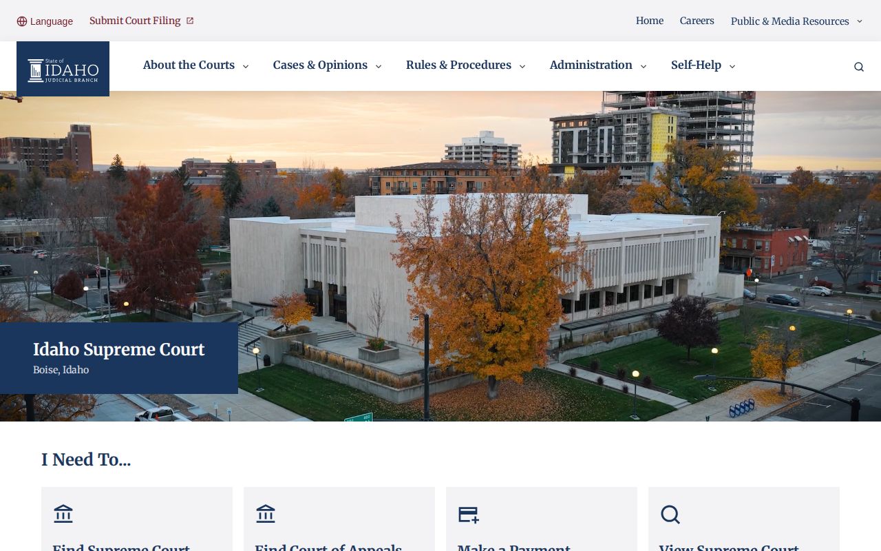 Official Idaho Judicial Branch page providing court-system routing